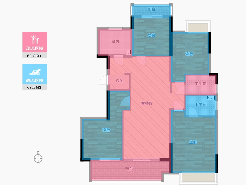 广东省-梅州市-保利江南和府-110.63-户型库-动静分区