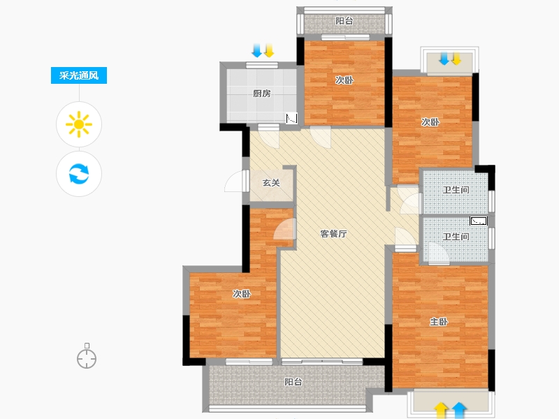 广东省-梅州市-保利江南和府-110.63-户型库-采光通风