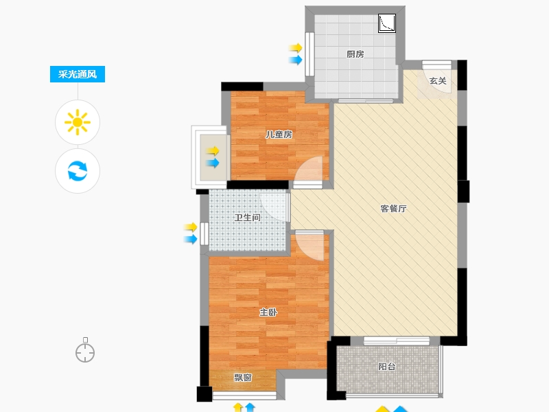 湖北省-武汉市-庭瑞新汉口-55.92-户型库-采光通风