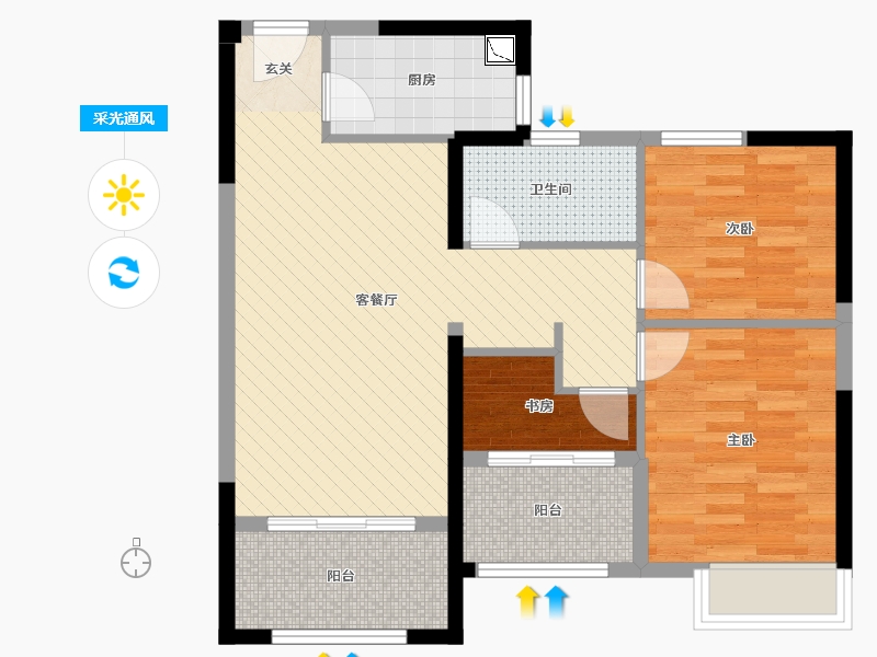 福建省-三明市-滨江一号-72.31-户型库-采光通风