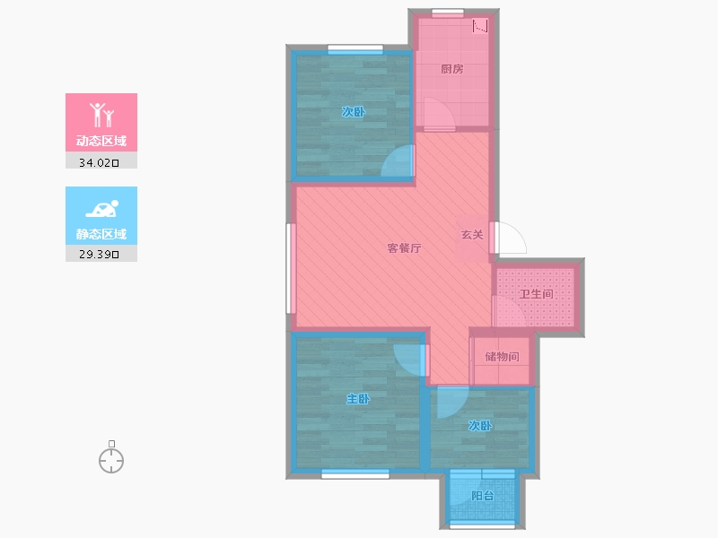 辽宁省-沈阳市-东亚翰林世家-54.55-户型库-动静分区