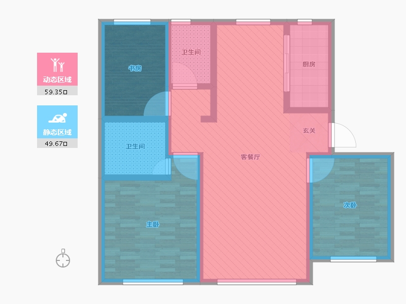 内蒙古自治区-赤峰市-百合国际-95.64-户型库-动静分区