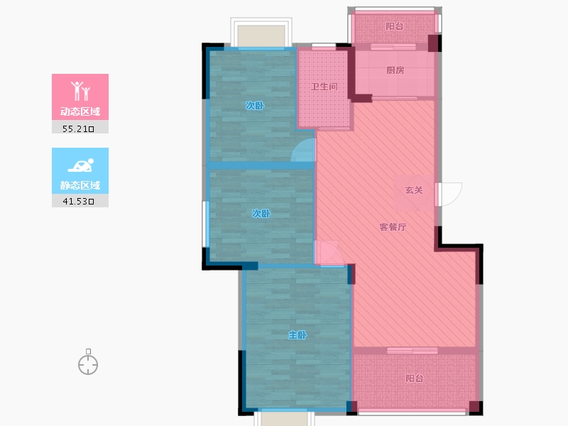 湖北省-黄冈市-长安世纪城-86.04-户型库-动静分区