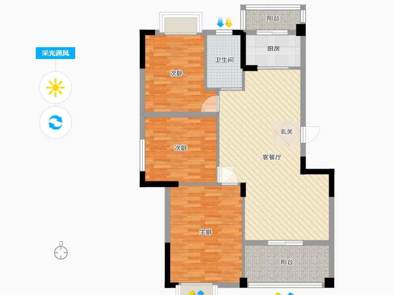 湖北省-黄冈市-长安世纪城-86.04-户型库-采光通风