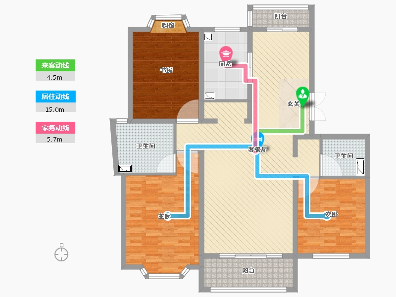 江苏省-苏州市-培江园-125.00-户型库-动静线