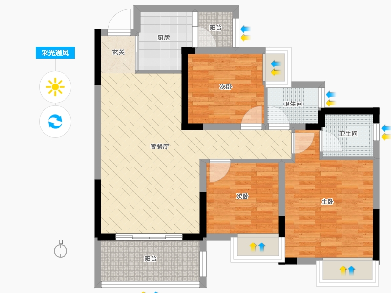 四川省-南充市-中虹国际-73.51-户型库-采光通风