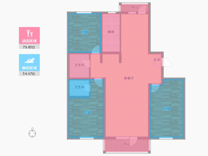 内蒙古自治区-乌兰察布市-集宁铁东佳园小区-118.09-户型库-动静分区