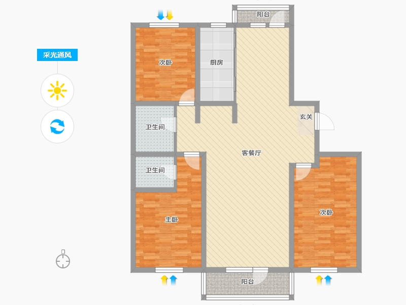 内蒙古自治区-乌兰察布市-集宁铁东佳园小区-118.09-户型库-采光通风