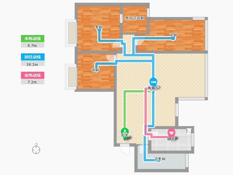 湖北省-潜江市-锦绣潜城-107.51-户型库-动静线