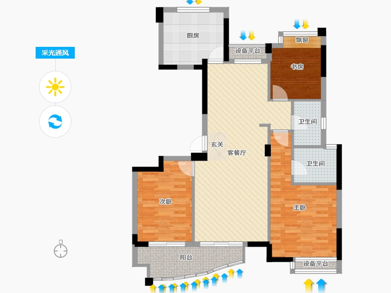 浙江省-杭州市-海兴雅苑-91.72-户型库-采光通风