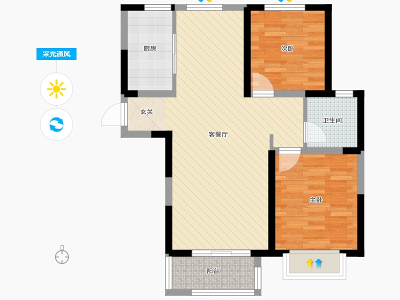 河北省-唐山市-中建城-63.84-户型库-采光通风