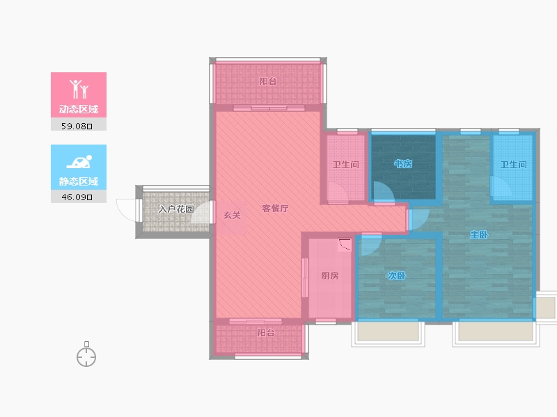 广东省-江门市-碧桂园越秀西江御府-94.84-户型库-动静分区