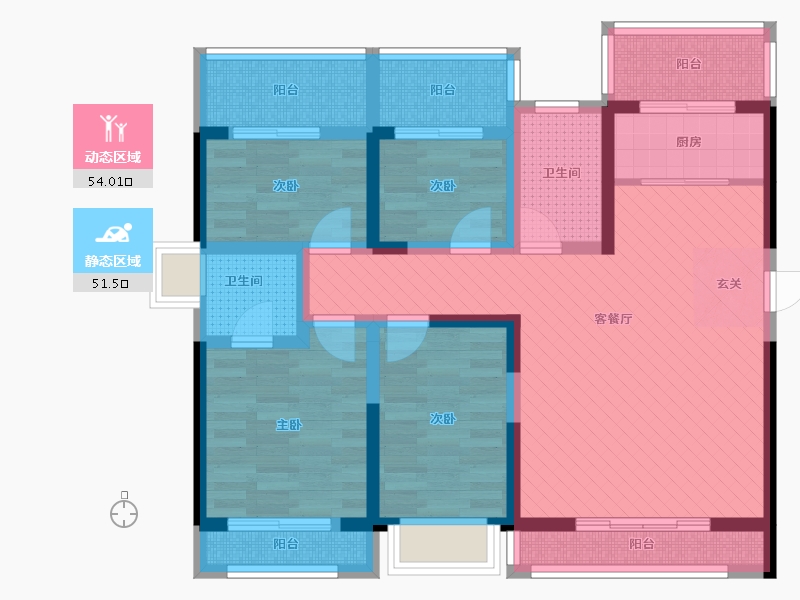 河南省-焦作市-海德公园-88.32-户型库-动静分区