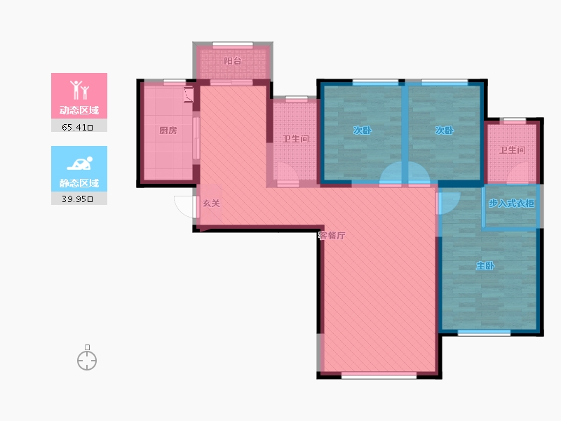 陕西省-西安市-华安紫竹院-91.36-户型库-动静分区