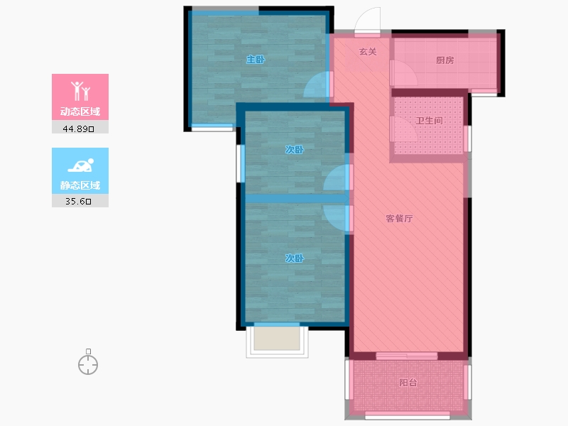 陕西省-西安市-悦美国际-69.34-户型库-动静分区