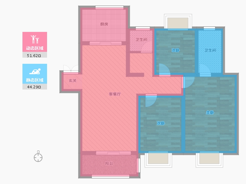 江苏省-宿迁市-鹏润格林上郡-82.50-户型库-动静分区