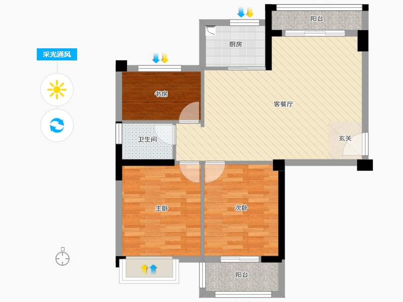 福建省-三明市-天瑞花园-68.89-户型库-采光通风