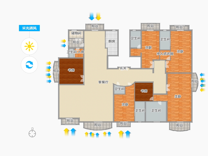 上海-上海市-浦东星河湾-527.20-户型库-采光通风