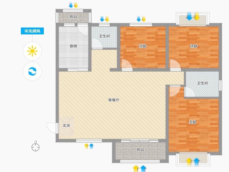 河南省-南阳市-橡树湾-112.50-户型库-采光通风