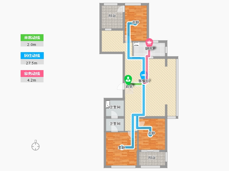 浙江省-宁波市-绿城玫瑰园-107.14-户型库-动静线