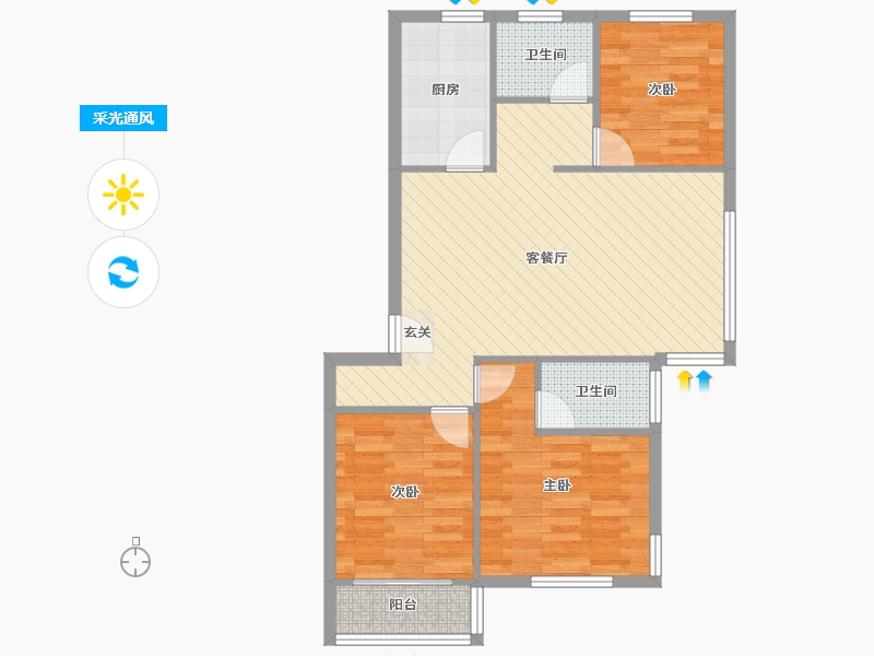 山东省-青岛市-东山峰景-75.18-户型库-采光通风