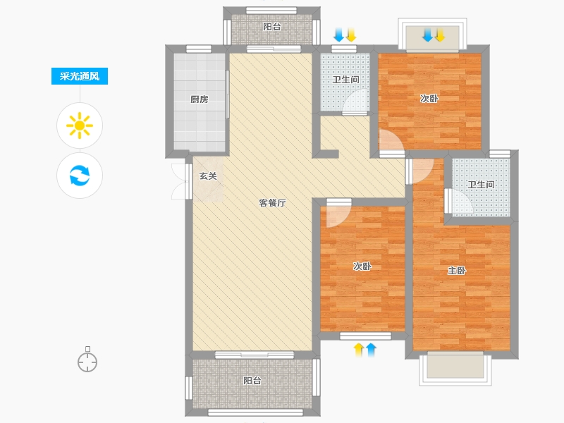 江西省-赣州市-崇裕大观-91.45-户型库-采光通风