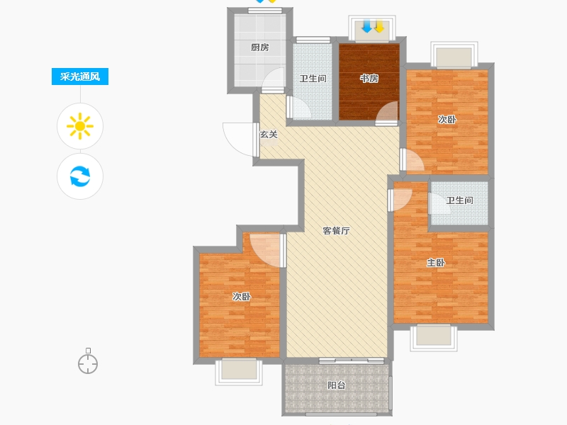 山东省-济宁市-金色阳光-110.00-户型库-采光通风