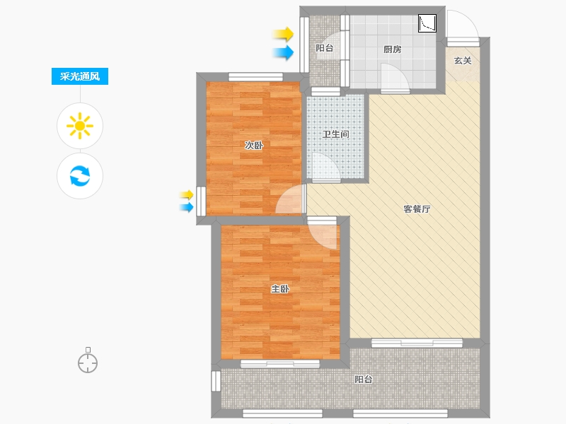 安徽省-芜湖市-颐景湾畔-65.99-户型库-采光通风