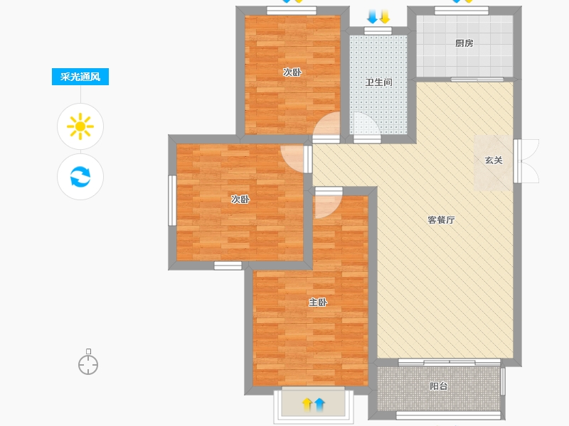 山东省-临沂市-沂河明珠-82.52-户型库-采光通风