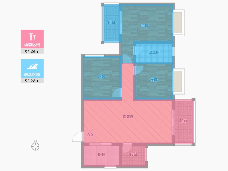 陕西省-西安市-世纪锦绣-90.67-户型库-动静分区