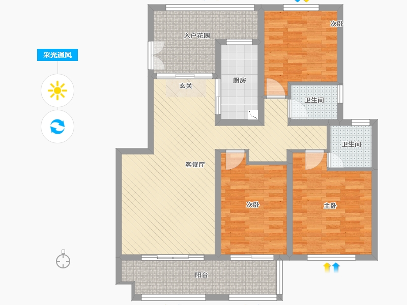 安徽省-滁州市-凤都名门-95.91-户型库-采光通风