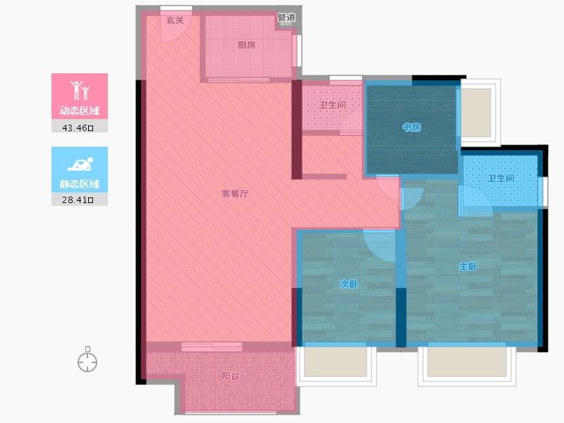 湖南省-长沙市-宁邦广场-62.76-户型库-动静分区