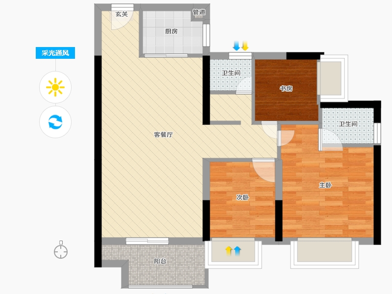 湖南省-长沙市-宁邦广场-62.76-户型库-采光通风