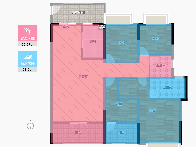 广东省-梅州市-万达华府-111.56-户型库-动静分区