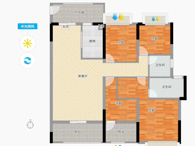 广东省-梅州市-万达华府-111.56-户型库-采光通风