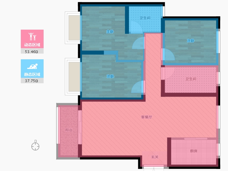 河南省-郑州市-中昂朗悦-78.83-户型库-动静分区