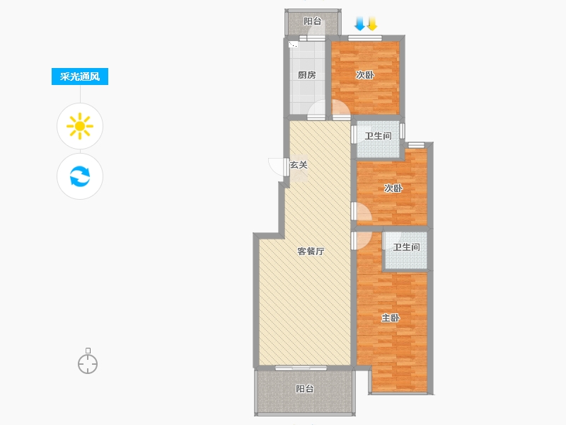 河北省-邢台市-美林湾-91.73-户型库-采光通风