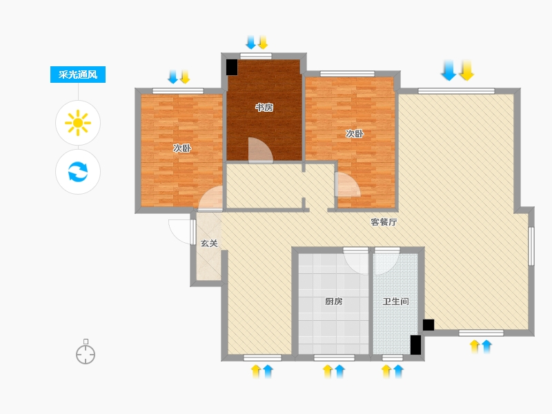 辽宁省-大连市-东港第-144.00-户型库-采光通风