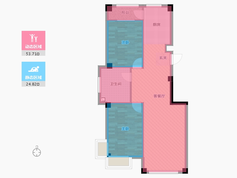 吉林省-延边朝鲜族自治州-辉远小区-70.98-户型库-动静分区