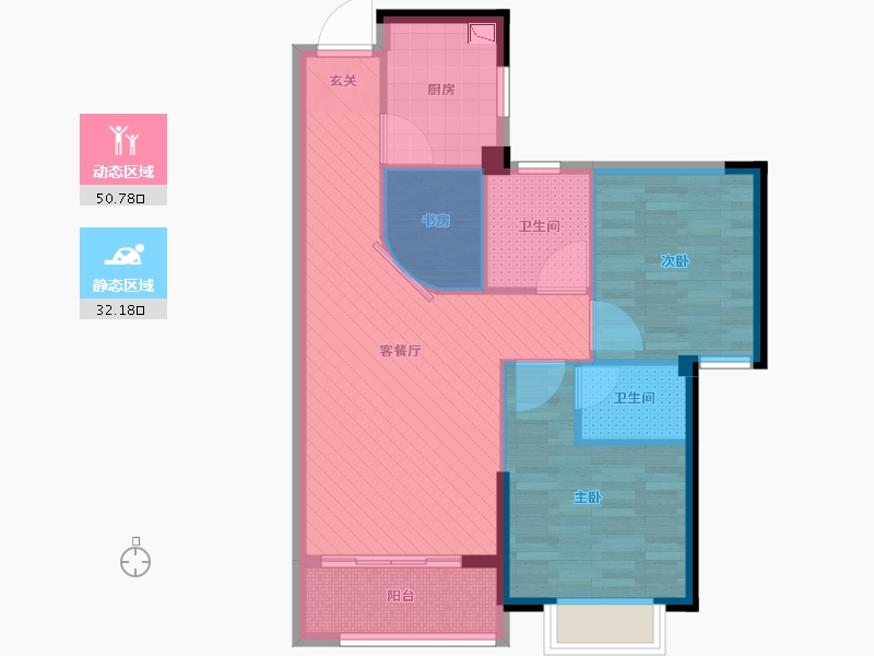 福建省-宁德市-碧桂园-69.60-户型库-动静分区