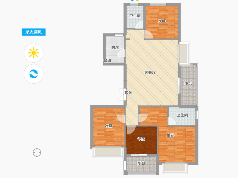 浙江省-杭州市-海德公园-95.47-户型库-采光通风