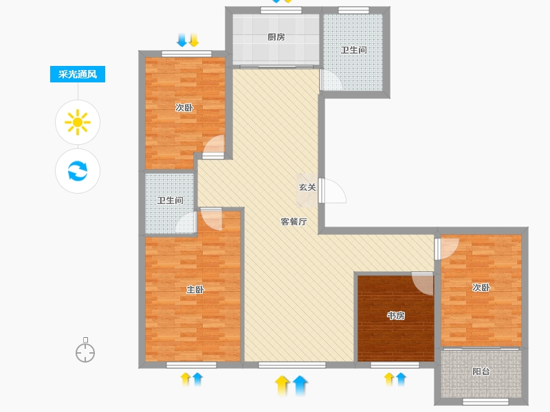 山东省-潍坊市-三友翡翠城-114.00-户型库-采光通风