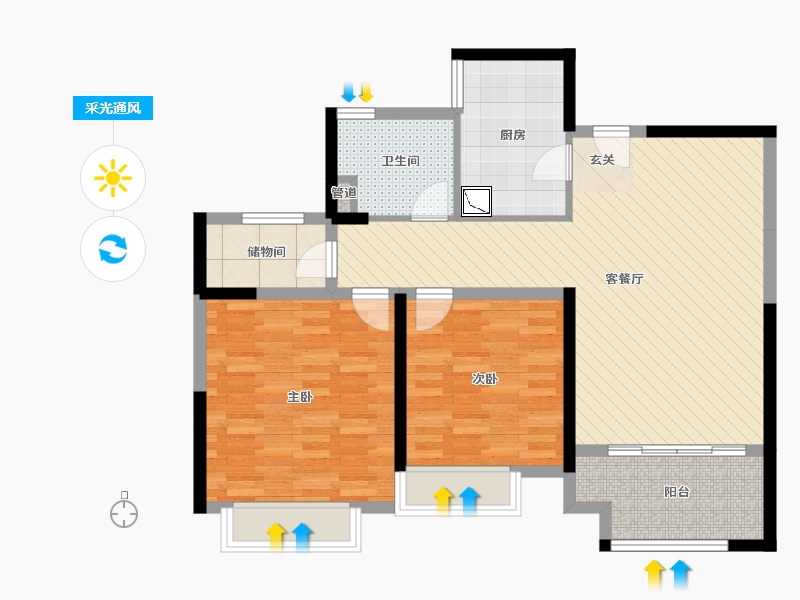 江苏省-苏州市-绿地21新城-88.00-户型库-采光通风