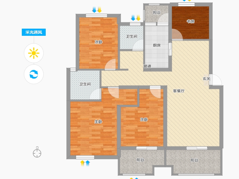 浙江省-衢州市-开化星月湾-100.65-户型库-采光通风