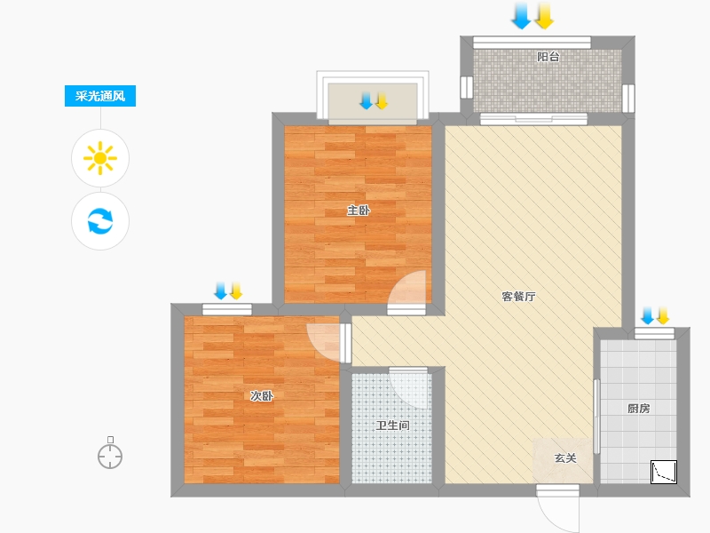 河北省-邢台市-天一华府-59.39-户型库-采光通风