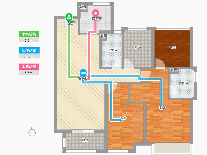 浙江省-宁波市-姚江湾-97.00-户型库-动静线