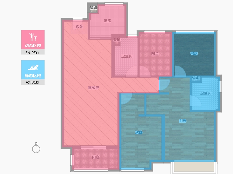 浙江省-宁波市-姚江湾-97.00-户型库-动静分区