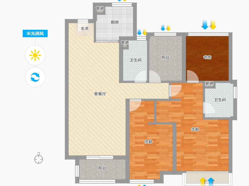 浙江省-宁波市-姚江湾-97.00-户型库-采光通风