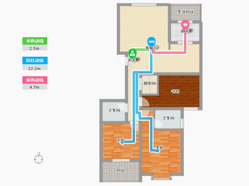 陕西省-咸阳市-颐和名居-90.41-户型库-动静线