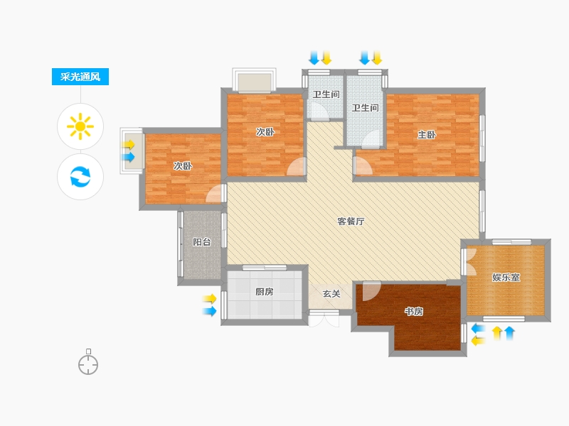 湖北省-宜昌市-上上城壹号院-127.84-户型库-采光通风